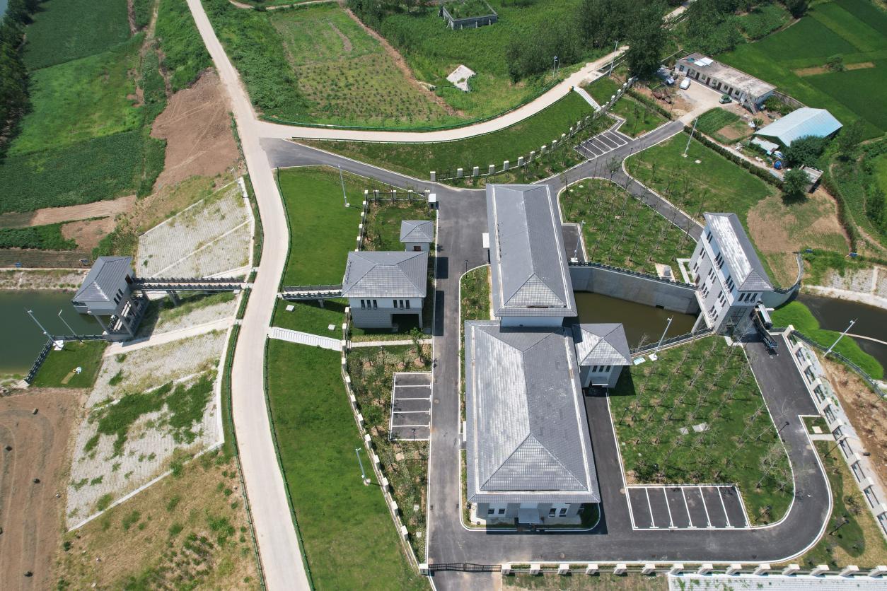 航拍戴家湖排灌站。潁上縣水利局供圖